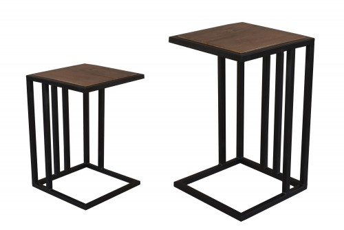 Blossom Iron Black Décor side table - Set of 2