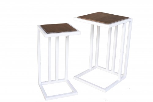 Blossom Iron White Décor side table - Set of 2