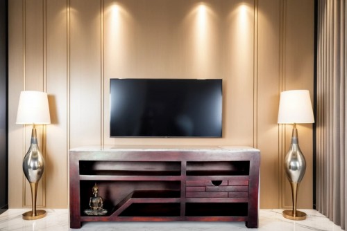 Cyclopean walnut finish tv unith 