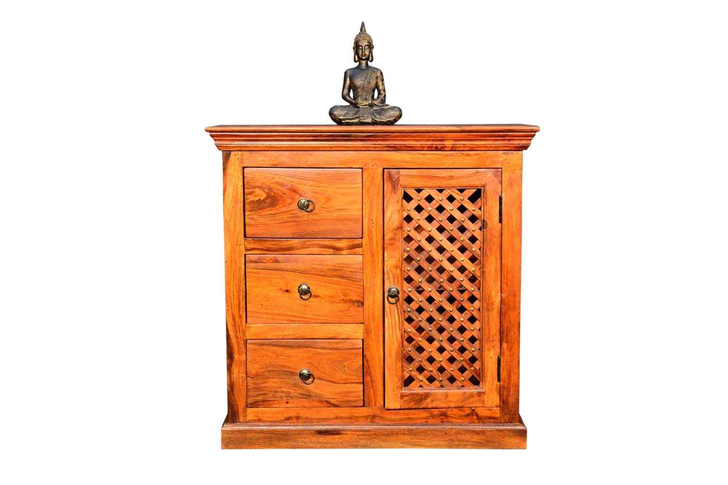 Buy Spline checks three drawer one door teak finish small almirah ...