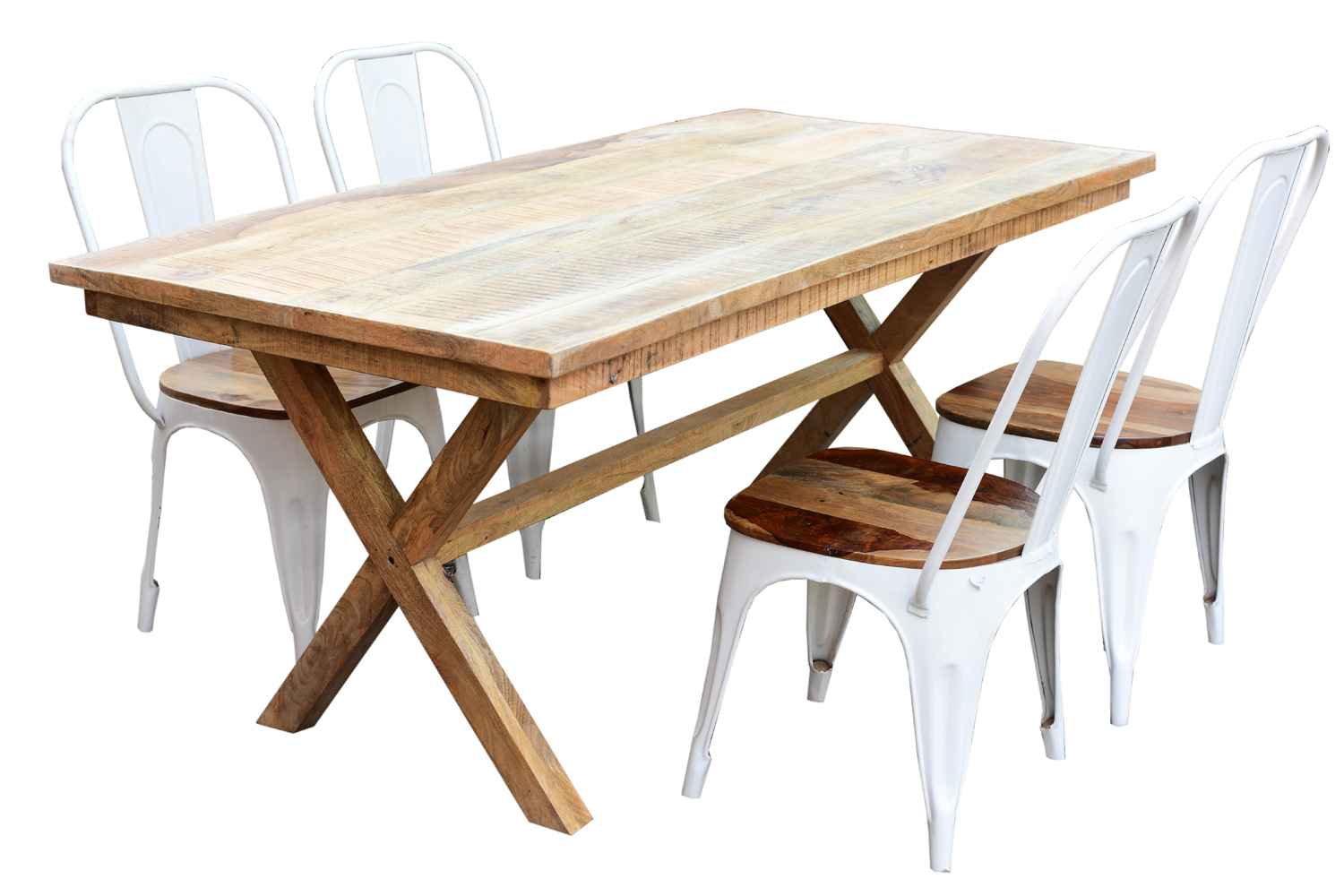 Buy Clapton 6 seater Mango solid wood Dining table set Iron cello